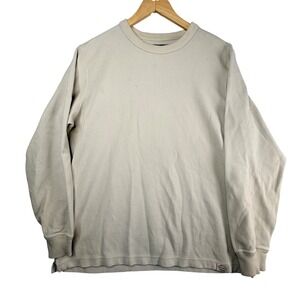 CC Filson Mens L Waffle Knit Thermal Long Sleeve Shirt Cream Crewneck